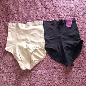 Women's Cream and Black Shapermint (Empetua) High-Waist Shapewear 2 Pack